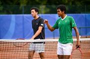 21 July 2025; Ammar Elamin, from Mullingar in Westmeath, representing Technological University Dublin and Ireland, after his victory in the men's singles round of 16 match against Mariano Tammaro, Link Campus Univeristy and Italy during day five of the FISU World University Games 2025 at ETUF Tennisanlage in Essen, Germany. Photo by Shauna Clinton/Sportsfile
