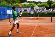 21 July 2025; Ammar Elamin, from Mullingar in Westmeath, representing Technological University Dublin and Ireland, competes in the men's singles round of 16 match against Mariano Tammaro, Link Campus Univeristy and Italy, during day five of the FISU World University Games 2025 at ETUF Tennisanlage in Essen, Germany. Photo by Shauna Clinton/Sportsfile