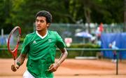 21 July 2025; Ammar Elamin, from Mullingar in Westmeath, representing Technological University Dublin and Ireland, celebrates scoring a point in the men's singles round of 16 match against Mariano Tammaro, Link Campus Univeristy and Italy, during day five of the FISU World University Games 2025 at ETUF Tennisanlage in Essen, Germany. Photo by Shauna Clinton/Sportsfile