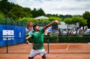 21 July 2025; Ammar Elamin, from Mullingar in Westmeath, representing Technological University Dublin and Ireland, celebrates scoring a point in the men's singles round of 16 match against Mariano Tammaro, Link Campus Univeristy and Italy, during day five of the FISU World University Games 2025 at ETUF Tennisanlage in Essen, Germany. Photo by Shauna Clinton/Sportsfile