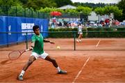21 July 2025; Ammar Elamin, from Mullingar in Westmeath, representing Technological University Dublin and Ireland, celebrates scoring a point in the men's singles round of 16 match against Mariano Tammaro, Link Campus Univeristy and Italy, during day five of the FISU World University Games 2025 at ETUF Tennisanlage in Essen, Germany. Photo by Shauna Clinton/Sportsfile