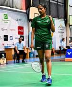 21 July 2025; Hannah Shochan of Team Ireland during her match against Matilda Simma of Austria in the girl's singles group play stage at Elementary School Nevena Gjeorgjieva Dunja during day one of the 2025 European Youth Summer Olympic Festival in Skopje, North Macedonia. Photo by Tyler Miller/Sportsfile