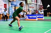 21 July 2025; Hannah Shochan of Team Ireland during her match against Matilda Simma of Austria in the girl's singles group play stage at Elementary School Nevena Gjeorgjieva Dunja during day one of the 2025 European Youth Summer Olympic Festival in Skopje, North Macedonia. Photo by Tyler Miller/Sportsfile
