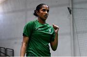 21 July 2025; Hannah Shochan of Team Ireland during her match against Matilda Simma of Austria in the girl's singles group play stage at Elementary School Nevena Gjeorgjieva Dunja during day one of the 2025 European Youth Summer Olympic Festival in Skopje, North Macedonia. Photo by Tyler Miller/Sportsfile