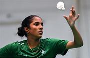 21 July 2025; Hannah Shochan of Team Ireland during her match against Matilda Simma of Austria in the girl's singles group play stage at Elementary School Nevena Gjeorgjieva Dunja during day one of the 2025 European Youth Summer Olympic Festival in Skopje, North Macedonia. Photo by Tyler Miller/Sportsfile