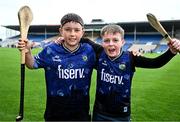 21 July 2025; Tipperary supporters Alex Carroll, from Ballinure, left, and Jack Wade Rice, from, Thurles, during the homecoming celebrations of the All-Ireland Senior Hurling Champions at FBD Semple Stadium in Thurles, Tipperary. Photo by Piaras Ó Mídheach/Sportsfile