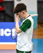 21 July 2025; Luke Marks of Team Ireland during his match against Ivan Dzhus of Ukraine in the boy's singles group play stage at Elementary School Nevena Gjeorgjieva Dunja during day one of the 2025 European Youth Summer Olympic Festival in Skopje, North Macedonia. Photo by Tyler Miller/Sportsfile