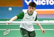 21 July 2025; Luke Marks of Team Ireland during his match against Ivan Dzhus of Ukraine in the boy's singles group play stage at Elementary School Nevena Gjeorgjieva Dunja during day one of the 2025 European Youth Summer Olympic Festival in Skopje, North Macedonia. Photo by Tyler Miller/Sportsfile