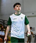 21 July 2025; Luke Marks of Team Ireland during his match against Ivan Dzhus of Ukraine in the boy's singles group play stage at Elementary School Nevena Gjeorgjieva Dunja during day one of the 2025 European Youth Summer Olympic Festival in Skopje, North Macedonia. Photo by Tyler Miller/Sportsfile