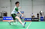 21 July 2025; Luke Marks of Team Ireland during his match against Ivan Dzhus of Ukraine in the boy's singles group play stage at Elementary School Nevena Gjeorgjieva Dunja during day one of the 2025 European Youth Summer Olympic Festival in Skopje, North Macedonia. Photo by Tyler Miller/Sportsfile