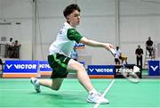 21 July 2025; Luke Marks of Team Ireland during his match against Ivan Dzhus of Ukraine in the boy's singles group play stage at Elementary School Nevena Gjeorgjieva Dunja during day one of the 2025 European Youth Summer Olympic Festival in Skopje, North Macedonia. Photo by Tyler Miller/Sportsfile
