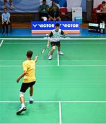 21 July 2025; Luke Marks of Team Ireland during his match against Ivan Dzhus of Ukraine in the boy's singles group play stage at Elementary School Nevena Gjeorgjieva Dunja during day one of the 2025 European Youth Summer Olympic Festival in Skopje, North Macedonia. Photo by Tyler Miller/Sportsfile