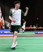 21 July 2025; Luke Marks of Team Ireland during his match against Ivan Dzhus of Ukraine in the boy's singles group play stage at Elementary School Nevena Gjeorgjieva Dunja during day one of the 2025 European Youth Summer Olympic Festival in Skopje, North Macedonia. Photo by Tyler Miller/Sportsfile