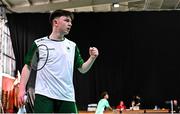 21 July 2025; Luke Marks of Team Ireland during his match against Ivan Dzhus of Ukraine in the boy's singles group play stage at Elementary School Nevena Gjeorgjieva Dunja during day one of the 2025 European Youth Summer Olympic Festival in Skopje, North Macedonia. Photo by Tyler Miller/Sportsfile