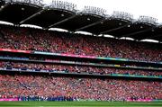 20 July 2025; A general view of Croke Park during the pre-match parade lead by the Artane School of Music before the GAA Hurling All-Ireland Senior Championship final match between Cork and Tipperary at Croke Park in Dublin. Photo by Stephen McCarthy/Sportsfile