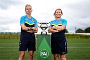 22 July 2025; Terenure Rangers head coach Caroline Kelly, right, and Ciara Smith of Terenure Rangers during an FAI Women's Amateur Cup Final media day at FAI HQ in Abbotstown, Dublin. Photo by Ben McShane/Sportsfile