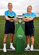 22 July 2025; Terenure Rangers head coach Caroline Kelly, right, and Ciara Smith of Terenure Rangers during an FAI Women's Amateur Cup Final media day at FAI HQ in Abbotstown, Dublin. Photo by Ben McShane/Sportsfile