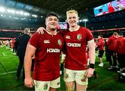 22 July 2025; Tom Clarkson, left, and Jamie Osborne of British & Irish Lions after the tour match between First Nations & Pasifika XV and the British & Irish Lions at Marvel Stadium in Melbourne, Australia. Photo by Brendan Moran/Sportsfile