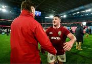 22 July 2025; Tom Clarkson, right, and Joe McCarthy of British & Irish Lions after the tour match between First Nations & Pasifika XV and the British & Irish Lions at Marvel Stadium in Melbourne, Australia. Photo by Brendan Moran/Sportsfile