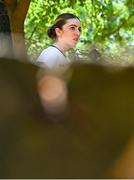 22 July 2025; Aoife Craig of Team Ireland is interviewed after the girls time trial event during day two of the 2025 European Youth Summer Olympic Festival in Kumanovo, North Macedonia. Photo by Tyler Miller/Sportsfile