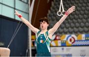 22 July 2025; Robert Ward of Team Ireland competes in the Boys All Around, during day two of the 2025 European Youth Summer Olympic Festival. The gymnastics event at this year’s EYOF is held at the Gradski Vrt competition hall in Osijek, Croatia, with the remainder of the events taking place in Skopje, North Macedonia. Photo by Filippo Tomasi/Sportsfile