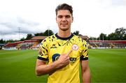 22 July 2025; New signing Wessel Speel poses for a portrait before a Shelbourne press conference at Tolka Park in Dublin. Photo by Stephen McCarthy/Sportsfile