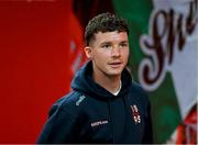 22 July 2025; Ali Coote arrives for a Shelbourne press conference at Tolka Park in Dublin. Photo by Stephen McCarthy/Sportsfile