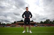 22 July 2025; Ali Coote poses for a portrait before a Shelbourne press conference at Tolka Park in Dublin. Photo by Stephen McCarthy/Sportsfile
