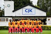 22 July 2025;  The Zimbabwe team before match two of the Women's T20 International Series between Ireland and Zimbabwe at Pembroke Cricket Club in Dublin. Photo by Sam Barnes/Sportsfile