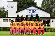 22 July 2025;  The Zimbabwe team and coaching  staff before match two of the Women's T20 International Series between Ireland and Zimbabwe at Pembroke Cricket Club in Dublin. Photo by Sam Barnes/Sportsfile