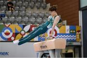 22 July 2025; Finlay Hazleton of Team Ireland competes in the Boys All Around, during day two of the 2025 European Youth Summer Olympic Festival. The gymnastics event at this year’s EYOF is held at the Gradski Vrt competition hall in Osijek, Croatia, with the remainder of the events taking place in Skopje, North Macedonia. Photo by Filippo Tomasi/Sportsfile