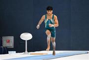 22 July 2025; Chester Enríquez of Team Ireland competes in the Boys All Around, during day two of the 2025 European Youth Summer Olympic Festival. The gymnastics event at this year’s EYOF is held at the Gradski Vrt competition hall in Osijek, Croatia, with the remainder of the events taking place in Skopje, North Macedonia. Photo by Filippo Tomasi/Sportsfile