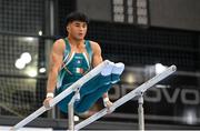 22 July 2025; Chester Enríquez of Team Ireland competes in the Boys All Around, during day two of the 2025 European Youth Summer Olympic Festival. The gymnastics event at this year’s EYOF is held at the Gradski Vrt competition hall in Osijek, Croatia, with the remainder of the events taking place in Skopje, North Macedonia. Photo by Filippo Tomasi/Sportsfile