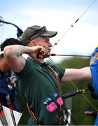 22 July 2025; Rogan Cunningham, from Killinkere in Cavan, representing Technological University Dublin and Ireland, competes in the men's compound individual qualification during day six of the FISU World University Games 2025 at Sportpark Am Hallo Stadion in Essen, Germany. Photo by Shauna Clinton/Sportsfile