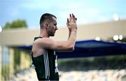 22 July 2025; Jack Raftery, from Castleknock in Dublin, representing Dublin City University and Ireland before the semi-final of the men's 400m during day six of the FISU World University Games 2025 at Lohrheidestadion in Bochum, Germany. Photo by Shauna Clinton/Sportsfile