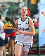 22 July 2025; Aoibheann Donnelly of Team Ireland before the girls 3x3 Group C match between Team Ireland and Romania during day two of the 2025 European Youth Summer Olympic Festival at East Gate Mall in Skopje, North Macedonia. Photo by Tyler Miller/Sportsfile