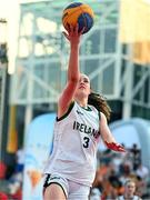 22 July 2025; Helena Keane of Team Ireland before the girls 3x3 Group C match between Team Ireland and Romania during day two of the 2025 European Youth Summer Olympic Festival at East Gate Mall in Skopje, North Macedonia. Photo by Tyler Miller/Sportsfile