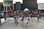 22 July 2025; A general view during the girls 3x3 Group C match between Team Ireland and Romania during day two of the 2025 European Youth Summer Olympic Festival at East Gate Mall in Skopje, North Macedonia. Photo by Tyler Miller/Sportsfile