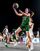 22 July 2025; Helena Keane of Team Ireland during the girls 3x3 Group C match between Team Ireland and Netherlands during day two of the 2025 European Youth Summer Olympic Festival at East Gate Mall in Skopje, North Macedonia. Photo by Tyler Miller/Sportsfile