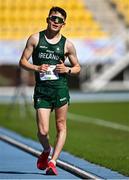 23 July 2025; Matthew Newell of Team Ireland competes in the boys 5km race walk final at Todor Proeski National Arena during day three of the 2025 European Youth Summer Olympic Festival in Skopje, North Macedonia. Photo by Tyler Miller/Sportsfile