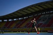 23 July 2025; Matthew Newell of Team Ireland competes in the boys 5km race walk final at Todor Proeski National Arena during day three of the 2025 European Youth Summer Olympic Festival in Skopje, North Macedonia. Photo by Tyler Miller/Sportsfile