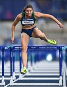 23 July 2025; Kate O'Connor, from Dundalk in Louth, representing Ulster University and Ireland, competes in the women's heptathlon 100m hurdles during day seven of the FISU World University Games 2025 at Lohrheidestadion in Bochum, Germany. Photo by Shauna Clinton/Sportsfile
