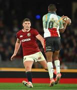 22 July 2025; Owen Farrell of British & Irish Lions, left, in action against Kurtley Beale of First Nations & Pasifika XV during the tour match between First Nations & Pasifika XV and the British & Irish Lions at Marvel Stadium in Melbourne, Australia. Photo by Brendan Moran/Sportsfile