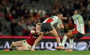 22 July 2025; Jamie Osborne of British & Irish Lions tackled Andy Muirhead of First Nations & Pasifika XV during the tour match between First Nations & Pasifika XV and the British & Irish Lions at Marvel Stadium in Melbourne, Australia. Photo by Brendan Moran/Sportsfile