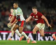 22 July 2025; Kurtley Beale of First Nations & Pasifika XV in action against Owen Farrell of British & Irish Lions during the tour match between First Nations & Pasifika XV and the British & Irish Lions at Marvel Stadium in Melbourne, Australia. Photo by Brendan Moran/Sportsfile