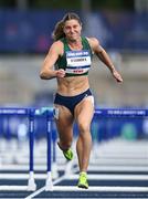 23 July 2025; Kate O'Connor, from Dundalk in Louth, representing Ulster University and Ireland, competes in the women's heptathlon 100m hurdles during day seven of the FISU World University Games 2025 at Lohrheidestadion in Bochum, Germany. Photo by Shauna Clinton/Sportsfile