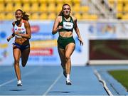 23 July 2025; Molly Daly of Team Ireland competes in the girls 200m heats at Todor Proeski National Arena during day three of the 2025 European Youth Summer Olympic Festival in Skopje, North Macedonia. Photo by Tyler Miller/Sportsfile