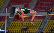 23 July 2025; Conor Penney of Team Ireland competes in the boys high jump final at Todor Proeski National Arena during day three of the 2025 European Youth Summer Olympic Festival in Skopje, North Macedonia. Photo by Tyler Miller/Sportsfile