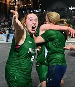 22 July 2025; Faye McDonnell of Team Ireland celebrates after the girls 3x3 Group C match between Team Ireland and Netherlands during day two of the 2025 European Youth Summer Olympic Festival at East Gate Mall in Skopje, North Macedonia. Photo by Tyler Miller/Sportsfile