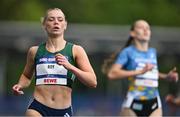 23 July 2025; Lauren Roy, from Ballymena in Antrim, representing Tarleton State University and Ireland, left, crosses the line to finish second in the women's 200m during day seven of the FISU World University Games 2025 at Lohrheidestadion in Bochum, Germany. Photo by Shauna Clinton/Sportsfile
